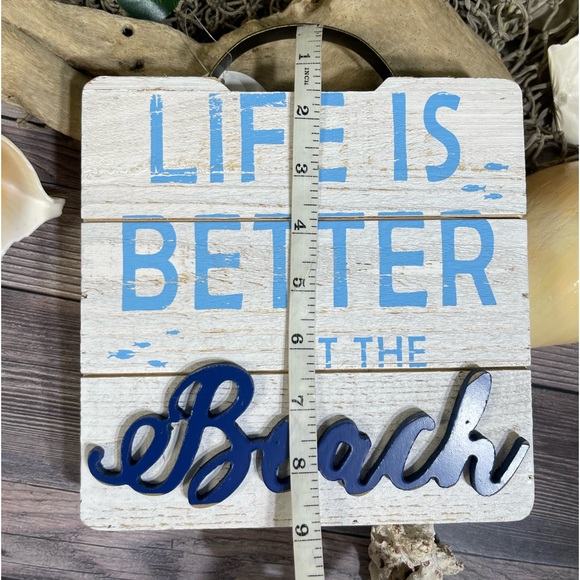 NWT- LIFE IS BETTER AT THE BEACH - Wood & Metal 3D Shadowbox Slat Sign Nautical - Picture 17 of 17